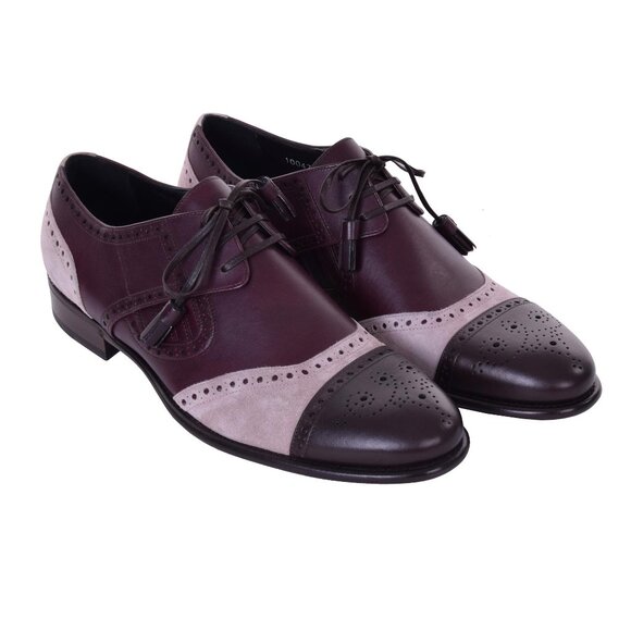 Dolce & Gabbana - Patchwork Suede and Leather Derby Shoes NAPOLI Brown Pink EUR - Picture 4 of 4